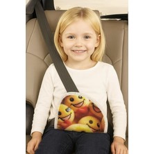 Uravas Store Emoji Desenli Seatbelt Yastığı, Çocuklar Için Emniyet Kemeri Koruyucu, Sarı ve Kırmızı Renkte, Beyaz Kenar Şeritli, Kaymaz Iç Yüzey, 4mm Süngerli, Boyun Kesme Önleyici