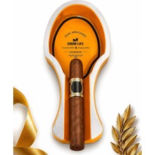 Uravas Store Lüks Metal Puro Küllüğü - Tekli Taşınabilir Puro Standı ve Kül Tablası, Özel Sarı Tasarım, Premium Puro Aksesuarı ve Erkek Hediye Seti
