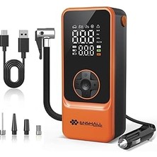 Uravas Store Enshall 6000MAH Şarjlı Mini LED Işıklı Araç Çakmaklık Kablolu Bisiklet, Top, Araç Lastik Şişirme Kompresörü