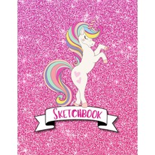 Uravas Store Sketchbook: Cute Unicorn Glitter Affect Sparkle Pink Background, Large 8.5" x 11", 110 Pages, Perfect For Girls, Crayons, Pencils, Drawing And Sketching