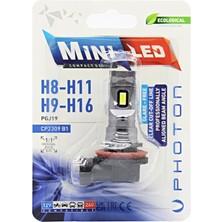 Uravas Store Photon H11, H8- H9-H16 Mini Kompakt LED Far Ampulü, 12V/24V, PGJ19 Soket (1 Adet)