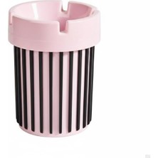 Uravas Store Pembe Siyah Çizgili Modern Küllük | Plastik Küllük | Masaüstü & Balkon Kullanımına Uygun