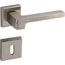 Uravas Store BADEM10 Funda Lüx Inox Oda Kapı Kolu Rozetli Sürgülü ve Çelik Kapı Sağa Sola Uygun Kapı Kolları Kulpu