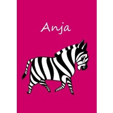 Uravas Store Personalisiertes Malbuch / Notizbuch / Tagebuch - Anja: Zebra - A4 - Blanko