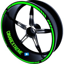 Uravas Store Çınar Extreme 4 Parçalı Kesikli Tasarımlı Floresan Yeşil Jant Şeridi Sticker
