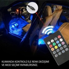 Uravas Store Duffa Premium Rgb Araç Içi Atmosfer LED Aydınlatma Seti - Sese Duyarlı Müzik Ritimli Araba Ayak Altı LED Şerit, Çakmaklık Girişli ve Uzaktan Kumandalı Çok Renkli Oto Aksesuar (4 Hatlı)