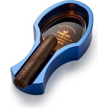 Uravas Store Lüks Metal Puro Küllüğü - Tekli Taşınabilir Puro Standı ve Kül Tablası, Özel Mavi Tasarım, Premium Puro Aksesuarı ve Erkek Hediye Seti