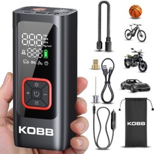 Uravas Store Kobb KB426 Şarjlı Dijital Lastik Şişirme Pompası, 12V, 150 Psı, 2000MAH Li-Ion, Powerbank, LED Lamba, 16X6.6X5 cm