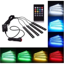 Uravas Store Araç Içi Ayak Altı Ambiyans LED Işık 4 Parça Rgb Şerit Aydınlatma Seti, 8 Renk Uzaktan Kumandalı, Araç Içi Ambiyans Aydınlatması, 12V
