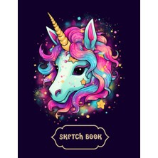 Uravas Store Sketch Book: A Cute Unicorn, Beautiful, Pastel Color, Cute, Wink Glitter Background , Vivid Color, Cover Design, 8.5X11 Artist Notebook For Kids, ... Writing, Doodling, And Coloring, 120 Pages