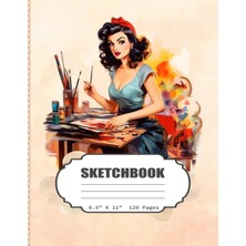 Uravas Store Sketchbook: Beautiful Vintage Girl Artist Sketch Book For Girls, Kids, Teens, Adults Artist Notebook/journal For Drawing, Writing, Sketching Or ... Paper, 120 Pages, 8.5X11 (Blank Drawing Book)