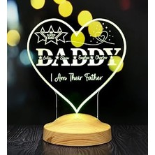 Uravas Store Daddy Kalp Şeklinde Babalar Günü Hediyesi, Babaya Hediye, Kişiye Özel Daddy Hediye Isim Yazılı LED Lamba