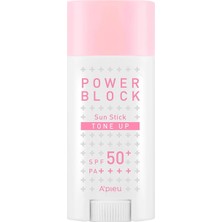 Uravas Store A'pıeu Ton Eşitleyici Aydınlatıcı Stick Güneş Koruyucu Power Block Tone Up Sunstick SPF50 Pa