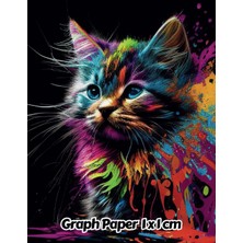 Uravas Store Abstract Cat Graph Paper 1x1 Cm: 1cm Squared Grid Paper | Gift For People Who Love Kittens, Pet Lovers | For Back To School, Office, Work | 8.5 x 11 Inches | 111 Pages | V8