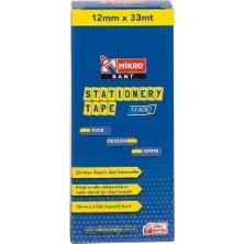 Uravas Store Mikro Tm 12 mm x 33 M Şeffaf Bant, Güçlü Yapışkanlı Selobant, Ofis ve Okul Kullanımı, 12'li Paket