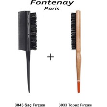 Uravas Store Fontenay Profesyonel 3043 Topuz Fırçası Krepe Şiş Tarak 3 In 1 ve 3033 Topuz Fırçası 2'li Fırça Seti