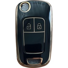 Uravas Store Autohan Keys Astra J, Corsa D, Corsa E, Insignia, Mokka, Meriva Için Akıllı Anahtar Kutusu, Siyah-Altın, 2 Düğmeli Anahtar Kılıfı