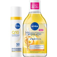 Uravas Store Q10 SPF50 Güneş Koruyucu Yüz Bakım Kremi 40ML ve Aydınlatıcı Micellar Makyaj Temizleme Suyu 400ML