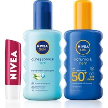 Uravas Store Nıvea Sun Güneş Koruyucu Kişisel Bakım Seti,güneş Kremi 200 Ml,güneş Sonrası Sprey,dudak Bakım Kremi