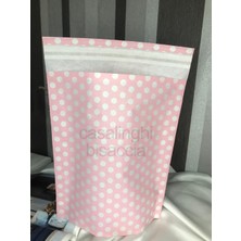 Uravas Store Pembe Beyaz Puanlı Küçük Boy Hediye Torbası Hediye Paketi Bantlı 20X20 cm - 2 Adet (Pembe)