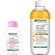 Uravas Store Garnier Skin Naturals Micellar Kusursuz Makyaj Temizleme Suyu (100 Ml) & Çift Fazlı Micellar Kusursuz Makyaj Temizleme Suyu (400 Ml) Cilt Bakım Seti