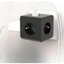 Hace Bazaar Isıya Dayanıklı Termal Akım Korumalı ve Çocuk Korumalı 3 Priz Girişli 3 USB Girişli Küp Priz (4887)
