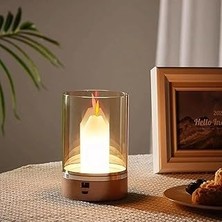 Uravas Store Hareket Sensörlü, Dim Edilebilir, Mum Efektli Günışığı Rengi Şarjlı Masa Lambası Cata, CT-8432