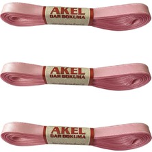 Akel Dar Dokuma Toz Pembe Saten Kurdele - 1 Cm. x 10 Metre - 3 Adet