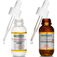 Uravas Store Garnier C Vitamini Parlak Süper Aydınlatıcı Serum (30 Ml) & C Vitamini Süper Aydınlatıcı Gece Serumu 30 ml Cilt Bakım Seti