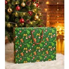 Uravas Store Yılbaşı Temalı Hediye Çantası - Sert Karton Çanta Hediyelik Yüksek Kalite Poşet Noel Konsept Ambalaj