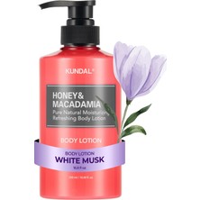 Uravas Store Kundal, Nemlendirici ve Besleyici Vücut Losyonu Honey & Macadamia Pure Body Lotion 500ML (White Musk)