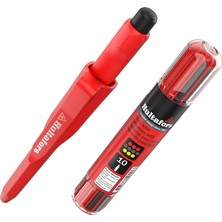 Uravas Store Hultafors Profesyonel Derin Delik Işaretleme Kalemi Seti, 10 Yedek Uç (Kırmızı, Sarı ve Grafit) ve Kalemtıraş I I Kuru Marker & Dağıtıcı Kaymaz Klipsli I Marangoz Kalemi, Ahşap, Beton, Plastik ve