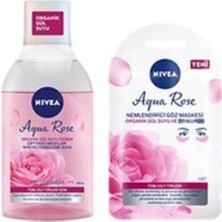 Uravas Store Nıvea (Mini Pamuk Hediye) Aqua Rose Makyaj Temizleme Suyu 400 ml + Göz Maskesi Set (1 Adet)