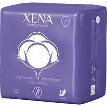 Uravas Store Xena Hijyenik Ped 6'lı – Night 350MM Gece Koruma, Japon Sap Teknolojili, Negatif Iyon ve Aktif Oksijen Destekli, Kanatlı Pamuksu Yüzeyli Gece Pedi