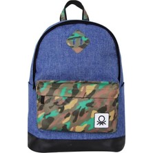 Uravas Store United Colors Of Benetton Okul Sırt Çantası, 40 x 29 x 11 Cm, Lacivert Kamuflaj