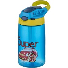 Uravas Store Diller 500ML Pipetli Desenli Tritan Çocuk Su Matarası (Mavi)