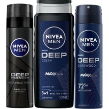 Uravas Store Nıvea Men Erkek Damat Çeyiz Bohça Seti, Banyo ve Duş Jeli 500ML, Tıraş Jeli 200ML, Sprey Deodorant 150ML