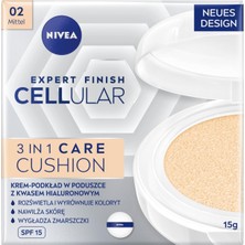 Uravas Store Nıvea Cellular Expert Finish Cushion Renkli Yüz Bakım Kremi 15ML, SPF15 Güneş Koruyucu, Orta Ton, Nemlendirici, Doğal Renk,hyaluron,kolajen