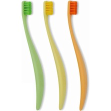 Uravas Store Promıs Colored Bioplastik 3’lü Diş Fırça Seti – 6750 Yumuşak Kıl, Ergonomik Lignin Sap, Canlı Renkler, Antibakteriyel, Italyan Tasarımı, Alman Üretimi