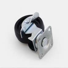 Uravas Store Tablalı Dönerli Frenli Mobilya Tekerleği 50 mm Siyah Metal Gövde Dayanıklı Taşıma Kapasiteli Teker