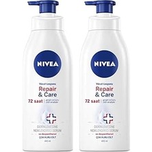 Uravas Store Nıvea " Repair & Care Vücut Losyonu 400ML x 2 Adet,çok Kuru Ciltler Için Yoğun Bakım ve Onarıcı Vücut Losyonu, Gergin ve Kuru Ciltte 72 Saat Rahatlama, Avantajlı Paket "