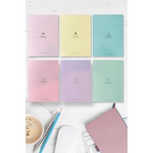 Uravas Store A5 Ebat Kalın Karton Kapaklı Ciltli 6'lı Defter Seti (2* Çizgili-Çizgisiz-Kareli) 128 Sayfa 90 Gram Amerikan Cilt Pastel Seri Çek Kopart Sayfa Mikro Perforaj