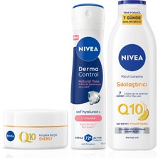 Uravas Store Kadın Sprey Deodorant Derma Control Natural Tone 150ML,Q10 Sıkılaştırıcı LOSYON400ML ve Gündüz Kremi