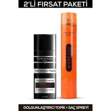 Uravas Store Fontenay Saç Dolgunlaştırıcı Keratin Fibers Koyu Kahve Topik Saç Tozu 50GR + Saç Spreyi 400ML 2'li S Renkli