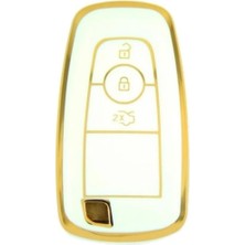 Uravas Store Autohan Keys Ford Uyumlu Kuga Fusion Ecosport F150 F250 Ranger Için Nano Anahtar Kılıfı, Beyaz Gold Renk