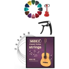Uravas Store Midex KGX-10C Klasik Gitar Teli Takımı Pena ve Kapo (Capo) Seti