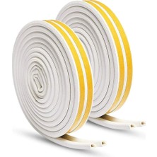 Uravas Store Xspring Kapı Contası, 2'li Paket 12 Metre D Tipi Kapı ve Pencere Contası, Kendinden Yapışkanlı Dış Kapıs Contası, Kolay Kesilebilir (Beyaz)