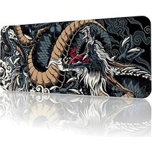 Uravas Store 8 Farklı Desenli Baskılı Model Black Deer Xxl Gaming Mouse Pad 90X40 cm – Dikişli Kenar, Kaymaz Taban, Dijital Tasarım, Hassas Takip, Ultra Geniş Oyuncu Mousepad (Dragon 90X40 Cm)