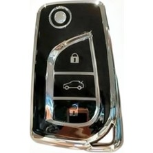 Uravas Store Autohan Keys Toyota Corolla Auris Yaris Verso Avensis Aygo Hilüx Nano Anahtar Koruma Kılıfı Siyah Gümüş Renk