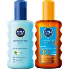 Uravas Store Nıvea Sun Nemlendirici Yatıştırıcı Güneş Sonrası Vücut Spreyi 200ML ve Çift Etkili Koruma Bronzluk Güneş Spreyi 200ML, SPF30